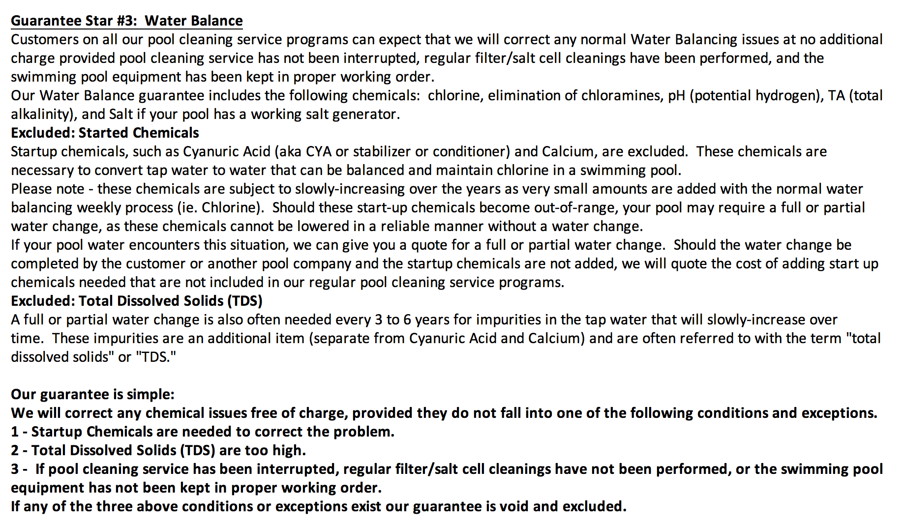 7 Star Bartoncreek Pool Service Guarantee